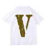 Neue Herren-T-Shirt-Modemarke Vlones, halbärmeliges goldenes großes V-gedrucktes, lockeres, kurzärmliges Herren- und Damen-loses Hip-Hop-T-Shirt