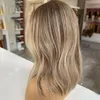 Braziliaans haar HD Transparant Kant Pruiken Kanten Voorkant Pruiken van echt haar 14" Kort Golvend Kanten Voorkant Pruik Blonde Hoogtepunten Pruiken Synthetisch Voorgeplukt