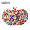 Chaliwini Evening Diamond Two Side Floral Woman Clutch Bag Multi Crystal Sling Package Wedding Purse Matching Wallet Handbags 240219