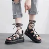 Elbise ayakkabıları yaz kadın sandalet kalın taban yüksek kaliteli orijinal deri plaj kayışı açık ayak parmağı Roman 2024