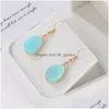 Dangle & Chandelier Unique Design Green Pink Blue White Teardrop Resin Druzy Pendant Hook Dangle Earring For Women Girls Fa Dhgarden Dhrlk