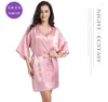 Kadın pijama 2024 Nightgown Simülasyon İpek Saten Kimono Parlak Renk İnce Hardigan Bahar Sonbahar Seksi Kısa Boşluk S1