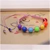 Kette Werbe-Colorf-Kunststoff-Gewebe-Perlen-Armband für Frauen Kinder handgemachte böhmische Art Ajustable Seil Großhandel Drop-Lieferung J Dhbyr