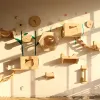 Arranhadores montados na parede para gatos, conjunto de prateleiras para escalada, plataforma de salto, móveis de madeira, escadas para gatinhos, corda de sisal, poste para arranhar para gatos