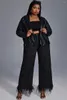 Kvinnors jeans denim rak svart design plus storlek dagligen jean hög midja ben fjäder casual vintage byxor