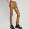 Pantalon homme simili cuir coupe cintrée extensible mode PU pantalon de motard Cosplay discothèque fête danse mince