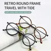 Sunglasses Frames Reading Glasses Men Luxury Round Frame Magnifying Presbyopia Retro Anti Blue Light Flat Lens