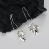 Brincos s'aço prata esterlina 925 coreano 1 peça brincos longos exclusivos para mulheres linha de orelha 2023 luxo retrô designer festa joias