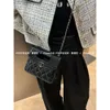 Designer channeles bags 23S New Lacquer Leather Sheepskin Diamond Pattern Black Handheld Document Bag Underarm Single Shoulder Diagonal Straddle Bag