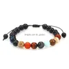 Braccialetti con ciondoli Bracciale da uomo Universo Galassia Otto pianeti Treccia Perlina Pietra naturale Yoga Chakra solare per gioielli da donna Dro Dhgarden Dh3Vm