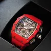 RM 시계 남성 손목 시계 Moissanite Wristwatch Richardemille 시리즈 RM11-03 Red Magic Automatic Mechanical Luxury Mens Watch