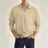 Polos masculinos outono roupas masculinas com decote em v manga longa t-shirts casual lapela colarinho jumper pullovers blusa esporte t homem topos