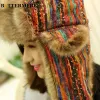 Snapbacki maślanki rosyjskie czapki ushanki z earflap kobiety kolorowe bombowce czapki damskie wiatroodporne śnieg grubsze ciepłe zimowe futra 2022