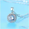 Colliers pendentifs 18K plaqué or rond Cz pendentif collier cubique zircone cluster pour les femmes fête de mariée bijoux de mariage Dr Dhgarden Dhgwd