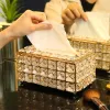 Organization Rhinestone Tissue Box Paper Rack Office Table Accessories Facial Case Holder Napkin Tray for Home Hotel Pen Holder Tools