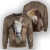 Felpe con cappuccio da uomo Stampa 3D Animale Alpaca Bovino Pecora Felpa Uomo Donna Cavallo Asino Pullover grafici Casual Girocollo Manica lunga Felpa con cappuccio