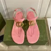 Women Slides Designer Shoes Clip Toe Sandals Flip Flops Luxury Goods Metal Letters Leather Flat Slippers 35-42