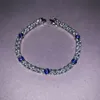 2023 Gioielli di alta qualità Bling Iced Out Micro Pave Cz Evil Eye Bracciale da donna con catena da tennis con diamanti rotondi