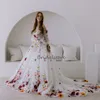 Beautiful Colorful Flower Wedding Dress Boho Fairy tale A Line 3D Florals Rustic Country Bridal Gowns Tulle Whimsical Bride Dress 2024 Hippies Gatsby Robe De Mariee