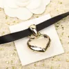 2022 Luxury quality Charm heart shape pendant necklace with black genuin leather in 18k gold plated have box stamp PS4417A252A