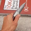 1 Pz Nuovo A2263 Coltello pieghevole Flipper M390 / VG10 Acciaio di Damasco Tanto Point Lama in palissandro con manico in lamiera di acciaio Rondella con cuscinetto a sfera per esterni Coltelli ad apertura rapida