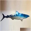 Objetos decorativos estatuetas tubarão metal parede arte decoração ao ar livre pendurado ornamento casa náutico oceano peixe pátio pingente 2208 dhwfj