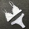 Damen-Bademode, Blumenspitze-Bikini-Set, zweiteiliger Badeanzug, 2024, sexy 3D-Bikini, Frauen, weiß, brasilianischer Biquini, Push-up