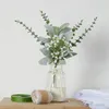 Fleurs décoratives 6 pièces feuilles d'eucalyptus artificielles branche de fausses tiges de plantes pour la maison mariage mariée bouquet fête gâteau bricolage cadeaux boîte