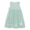 Mädchenkleider Little Maven 2024 Baby Mädchen Sommerkleid Schönes Kaninchen Blau Ärmellose Kleidung Baumwolle Komfort Für Kinder 2 bis 7 Jahre