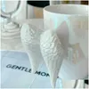 Tumblers Ins Style White Ceramic Mug Angel Wings Office Home Coffee Milk Porcelain Cup Creative Drinkware Par Unique Gift 400 Ml M DHJWN