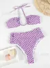 Bikinis de maillots de bain féminin ensemble de bikini licou ensemble 2024 Sexie de maillot de bain sexy de maillot de bain imprimé Bandage de bain Bikinis Biquini brésilien T240222