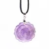 Colliers 25 mm Rose Flower Pendant Natural Healing Crystal Stone Scarving for Quartz Bijoux Faire Collier Valentin Cadeaux d'amour en gros