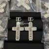 Shiny Crystal Drop Dangles Women Vintage Crucifix Earrings Eardrops Jewelry With Gift Box