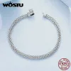 Bracelets WOSTU 925 en argent Sterling européen Simple tricoté maille Bracelets pour femme mode chaîne luxe poignet bijoux cadeau de mariage B124