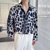 Camisas casuais masculinas luxo manga comprida leopardo impressão homens primavera único breasted solto masculino camisa floral festa club wear plus size