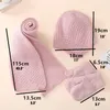Berets 4pcs Winter Kids Knitting Scarf Hat Gloves Set Cute Solid Color Beanie Cap Childrens Keep Warm Leather Label Hats Scarves Glove