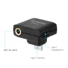 Convertisseur Boya Oa1 Mini adaptateur audio microfon avec port microphone Trs 3,5 mm Port de charge Typec de remplacement pour caméra d'action Dji Osmo