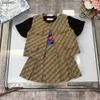 Novos conjuntos de vestido de meninas verão crianças fatos de treino tamanho 100-150 logotipo impresso camiseta alfabeto impresso colete e saia plissada 24feb20