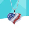 Pendant Necklaces USA American Flag Heart Necklace 4th Of July Patriotic For Independence Day Memorial Jewelry