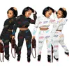 9007 European American women's Tracksuits fashion letter printed hoodie sports two-piece set