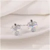 Dungle Chandelier Moda 925 Sterling Sier Heart Crystal Zircon Saplama Küpe Kazım Kir Kir Kakma CZ Drop Earri Dhgarden Dhpmt