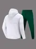 Zweiteilige Damenhose 2024 Damen-Briefaufdruck 2-teilige Outfits Teddybär-Briefaufdruck Känguru-Taschen-Trainingsanzug-Set Langarm-Sweatshirt und Hose T240222