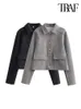 TRAF Женская модная куртка на металлических пуговицах спереди, винтажное пальто с воротником с лацканами и длинными рукавами, женская верхняя одежда, топы в стиле чи 240219