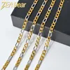 Anhänger Halsketten ZEADear Schmuck Figaro Link Kette Halskette 4mm Gold Farbe Edelstahl Lange Choker Für Männer Statement Geschenk Kragen homme