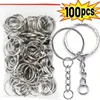 Keychains Metal Blank Keyring Keychain Split Rings Keyfob Key Lobster Clasp Chain Pendant Ring Stainless Useful Steel