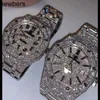 Diamantes de lujo Reloj AP Apf Factory Vvs Moissanita helada Puede pasar la prueba Diamantes de lujo Movimiento de cuarzo Zafiro helado Piedra Mnim Personalización Puede el MeYV3