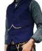 Abiti da uomo slim fit gilet a spina di pesce in tweed con risvolto in lana casual da sposo