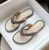 HBP Cool Mop Slippers Dames zomer platte bodem slippers nieuwe modieuze strass clip voet visgraat slippers voor buitenkleding grote slippers voor vrouwen