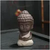 Novelty Items Small Buddha Statue Monk Figure India Yoga Mandala Tea Pet Ceramic Crafts Decorative Drop Delivery Home Garden Dhzvb