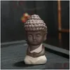 Articles de nouveauté Petit Bouddha Statue Moine Figure Inde Yoga Mandala Thé Pet Céramique Artisanat Décoratif Drop Livraison Maison Jardin Dhzvb